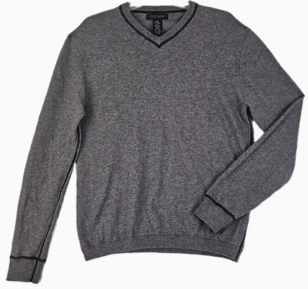 Banana Republic Cotton Cashmere ~Men's Size S~ Dark Gray V-Neck Sweater Pullover